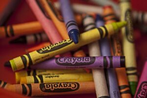 assorted crayons in family waiting area at Nanaimo chiropractors office