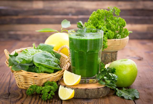 selection of greens and nutritious smoothie